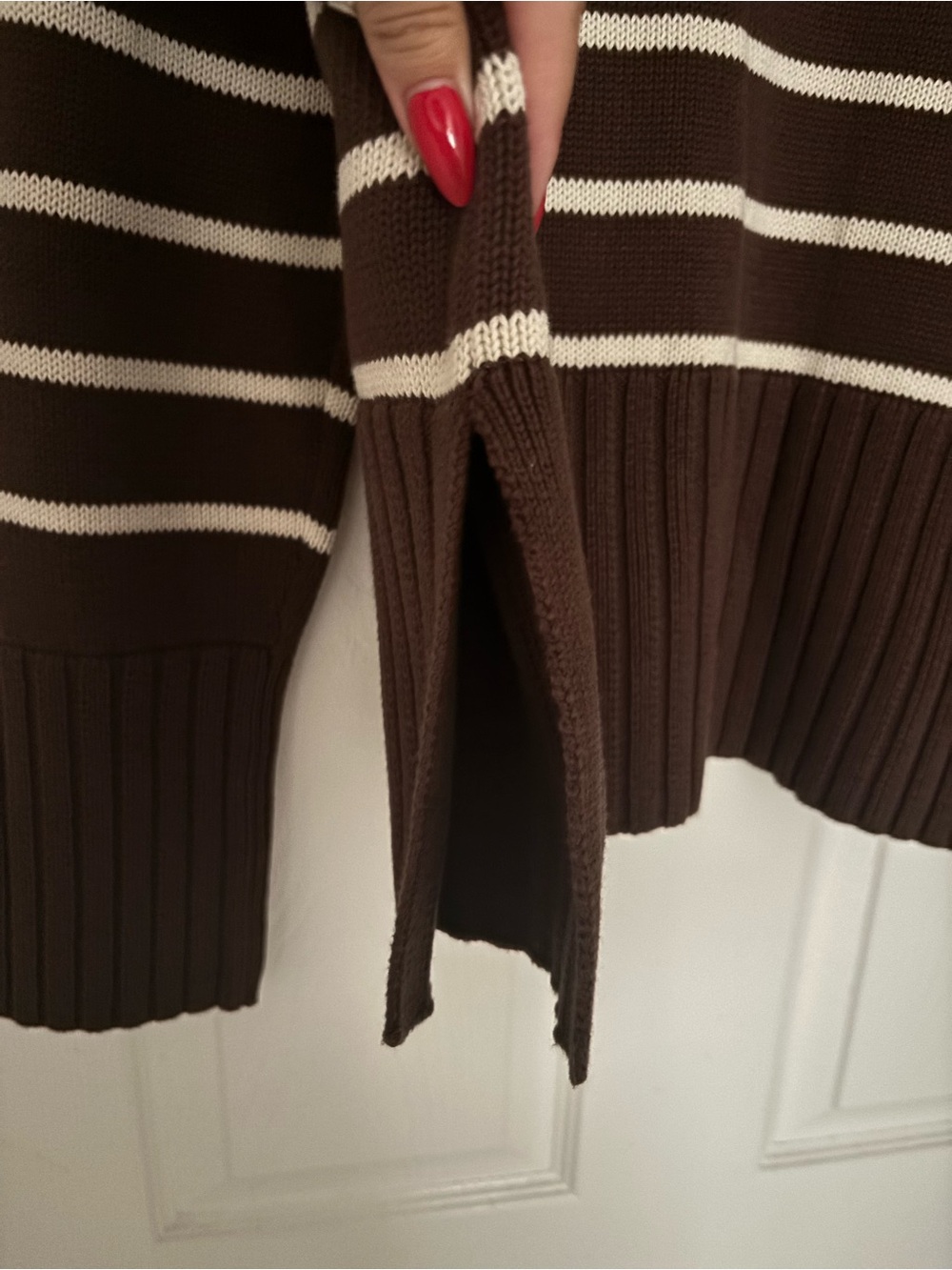 NWT Gap Brown & White Striped Mock Neck Sweater Size Small - Picture 6 of 8